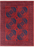 Bokhara Vintage Antique Tribal Geometric Pattern Crimson Area Rug