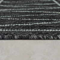 Black Grey Outdoor Rug Modern Ethnic pattern