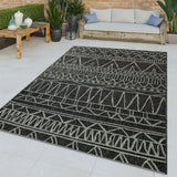 Black Grey Outdoor Rug Modern Ethnic pattern