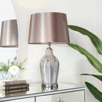 Black Linen Contemporary Table Lamp - 17 x 15 x 25