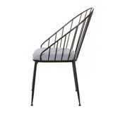 Black Metal Dining Chair With Grey Cushion Seat 21" X 37" - 21 x 24 x 37
