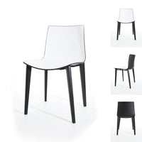 Branka Modern Two-Toned Polypropylene Dining Chairs with Wooden Legs (set of 2) - White/Green