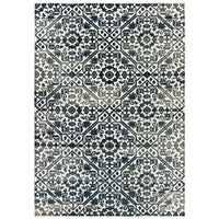 Brown Floral Tribal Lattice Navy/ Ivory Soft Area Rug