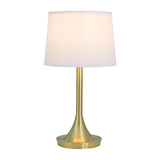 Bryce 1-Light Table Lamp in Brushed Gold with White Fabric Shade - 14.5 x 27 x 14.5
