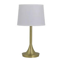 Bryce 1-Light Table Lamp in Brushed Gold with White Fabric Shade - 14.5 x 27 x 14.5