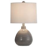 Accent Ceramic Table Lamp - Cool Gray Finish - White Linen Hardback Shade
