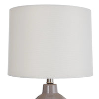 Accent Ceramic Table Lamp - Cool Gray Finish - White Linen Hardback Shade