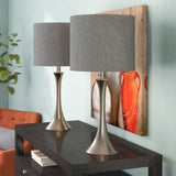 Metal Nickel Finish 25" Table Lamp Set (Set of 2)