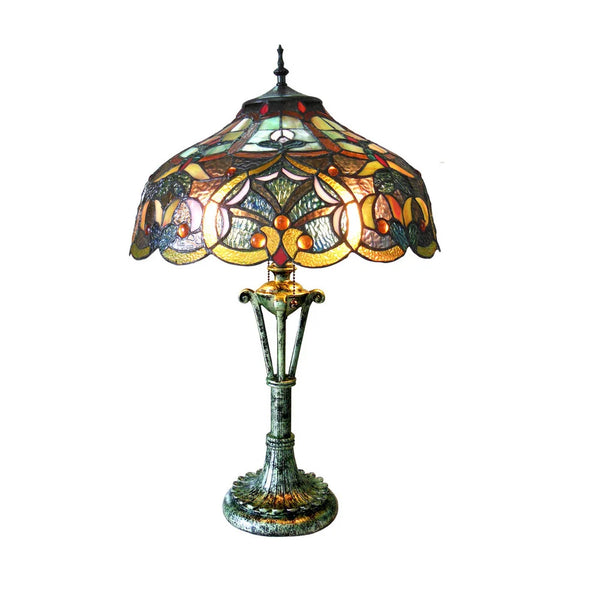 Tiffany Style Victorian Design 2-light Textured Green Table Lamp