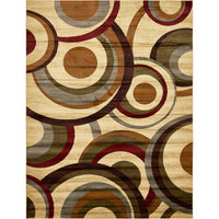 Contemporary Beige Burgundy Multi-color Area Rugs