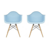 Contemporary Retro Blue Accent Plastic Dining Armchair (Set of 2)