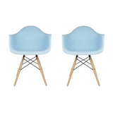 Contemporary Retro Blue Accent Plastic Dining Armchair (Set of 2)