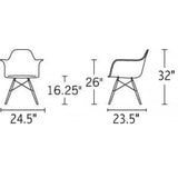 Woolen Fabric Dining Armchair with Wood Eiffel Legs