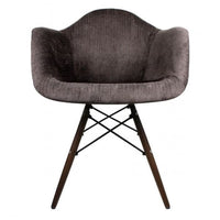 Contemporary Retro Molded Style Velvet Fabric Dining Armchair