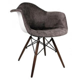 Contemporary Retro Molded Style Velvet Fabric Dining Armchair