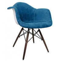 Contemporary Retro Molded Style Velvet Fabric Dining Armchair