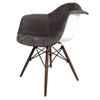 Contemporary Retro Molded Style Velvet Fabric Dining Armchair