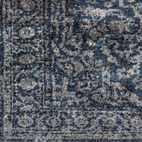 Vintage Navy Blue Gray White Area Rug