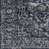 Vintage Navy Blue Gray White Area Rug