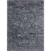 Vintage Navy Blue Gray White Area Rug