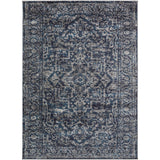 Vintage Navy Blue Gray White Area Rug