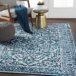 Distressed Persian Pattern Sky Blue Light Gray Soft Area Rug