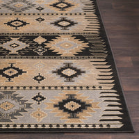 Southwestern Aztec Black Soft Area Rug