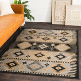 Southwestern Aztec Black Soft Area Rug