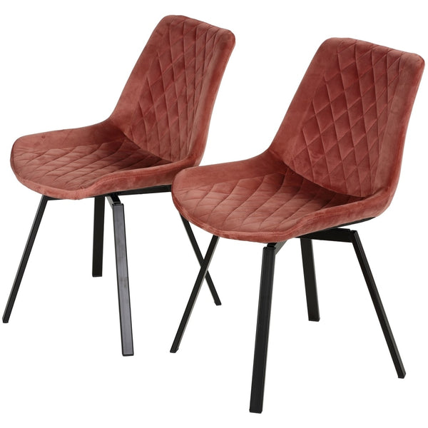 Cortesi Home Milani Swivel Dining Chairs in Blush Pink Velvet, Set of 2