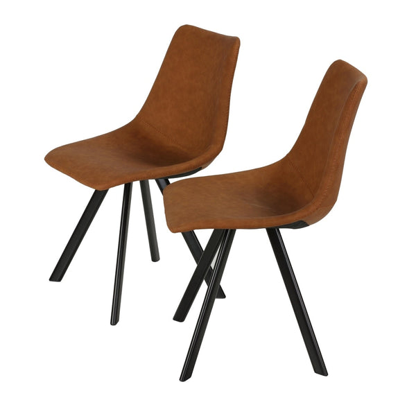 Cortesi Home Sahara Dining Chairs in Yellow Faux Leather, Set of 2