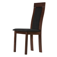 Cortesi Home Tia Dining Chair in Charcoal Fabric, Walnut Finish (Set of 2)