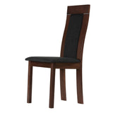 Cortesi Home Tia Dining Chair in Charcoal Fabric, Walnut Finish (Set of 2)