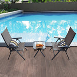 Costway 2PCS Patio Folding Dining Chairs Aluminium Adjustable Back - See details