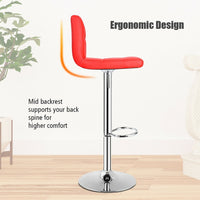 Costway Set of 2 Bar Stools Adjustable Swivel Kitchen Counter Bar