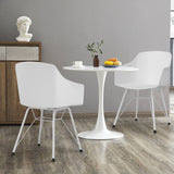 Costway Set of 2 Dining Chair Modern Molded Shell Plastic Seat Metal - See details