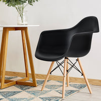 Costway Set of 2 Mid Century Modern Molded Dining Arm Side Chair Wood - See details