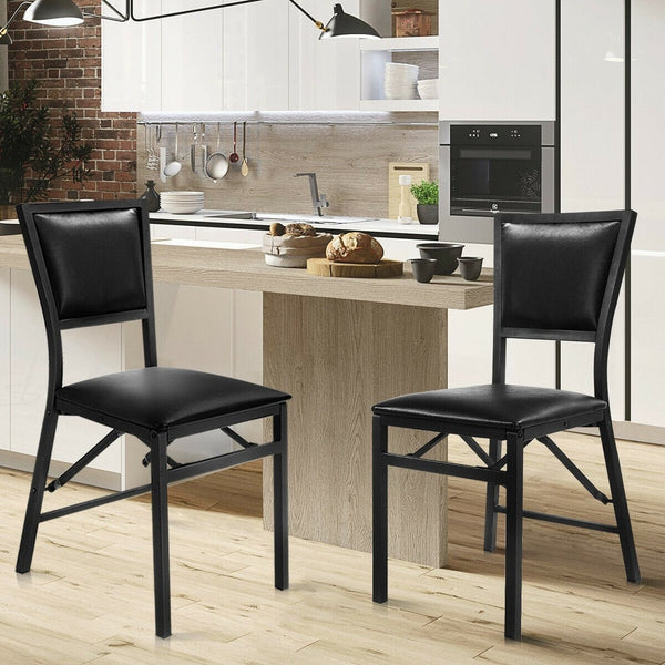 Costway Set of 2 Metal Folding Chair Dining Chairs Home Restaurant