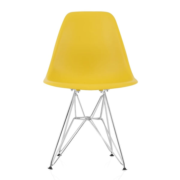 CozyBlock Dark Yellow Molded Plastic Dining Side Chair with Steel Wire Eiffel Legs