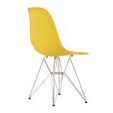 CozyBlock Dark Yellow Molded Plastic Dining Side Chair with Steel Wire Eiffel Legs