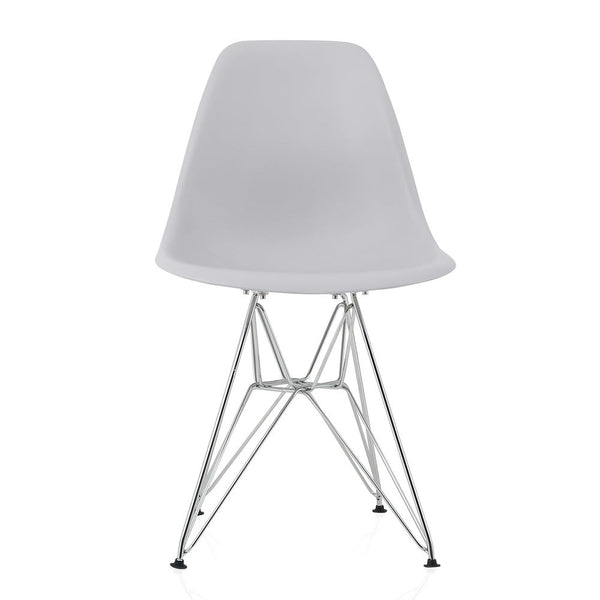 CozyBlock Light Gray Molded Plastic Dining Side Chair with Steel Wire Eiffel Legs