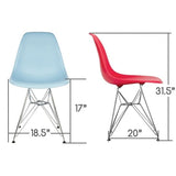 CozyBlock Light Gray Molded Plastic Dining Side Chair with Steel Wire Eiffel Legs