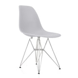 CozyBlock Light Gray Molded Plastic Dining Side Chair with Steel Wire Eiffel Legs