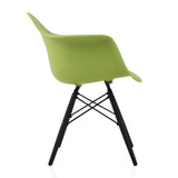 CozyBlock Scandinavian Green Molded Plastic Dining Arm Chair with Black Wood Eiffel Legs