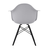 CozyBlock Scandinavian Light Grey Molded Plastic Dining Arm Chair with Black Wood Eiffel Legs (Set of 2)
