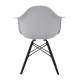CozyBlock Scandinavian Light Grey Molded Plastic Dining Arm Chair with Black Wood Eiffel Legs (Set of 2)