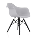 CozyBlock Scandinavian Light Grey Molded Plastic Dining Arm Chair with Black Wood Eiffel Legs (Set of 2)