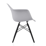 CozyBlock Scandinavian Light Grey Molded Plastic Dining Arm Chair with Black Wood Eiffel Legs (Set of 2)