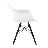 CozyBlock Scandinavian White Molded Plastic Dining Arm Chair with Black Wood Eiffel Legs