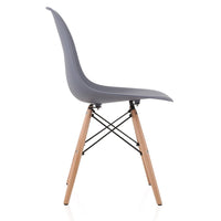 CozyBlock Set of 2 Molded Dark Gray Plastic Dining Shell Chair with Beech Wood Eiffel Legs