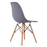 CozyBlock Set of 2 Molded Dark Gray Plastic Dining Shell Chair with Beech Wood Eiffel Legs